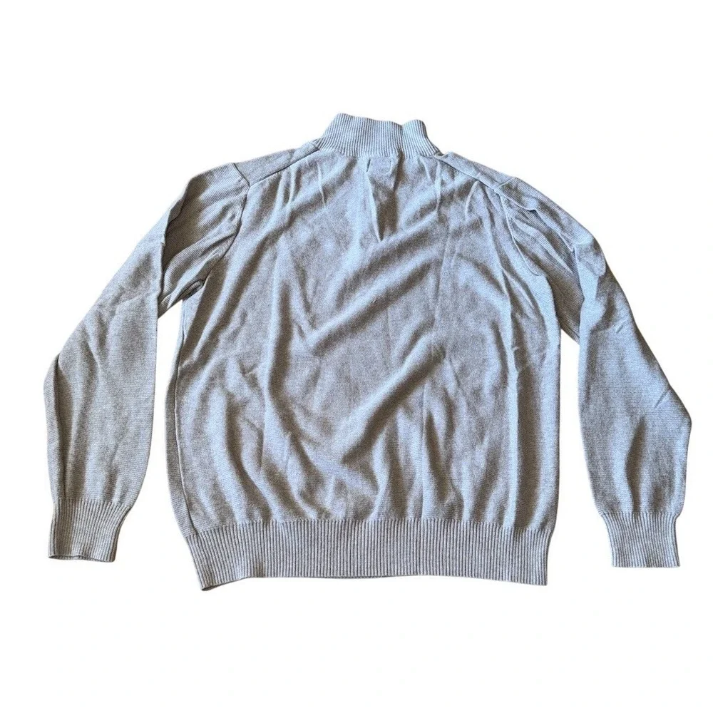 British Khaki Sweater Mens Size L‎ beige Quarter Zip Mock Neck Pullover Knit tan